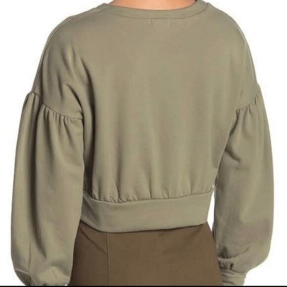 Abound Drop Shoulder Puff Sleeve Cropped Sweatshirt Olive Sage Night size S NWT - Picture 7 of 12